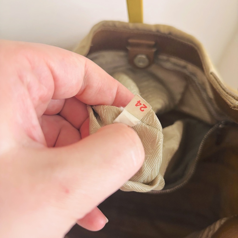 Prada Half Moon Hobo Bag Jumbo Logo Brown Tan Leather Nylon‎ Designer Luxury COA - Picture 11 of 15